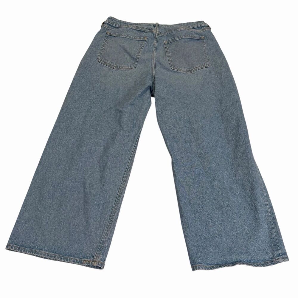 Old Navy Jeans Womens Blue High Rise Sky Hi Wide Leg Paint Splatter Size 14 - Picture 4 of 7